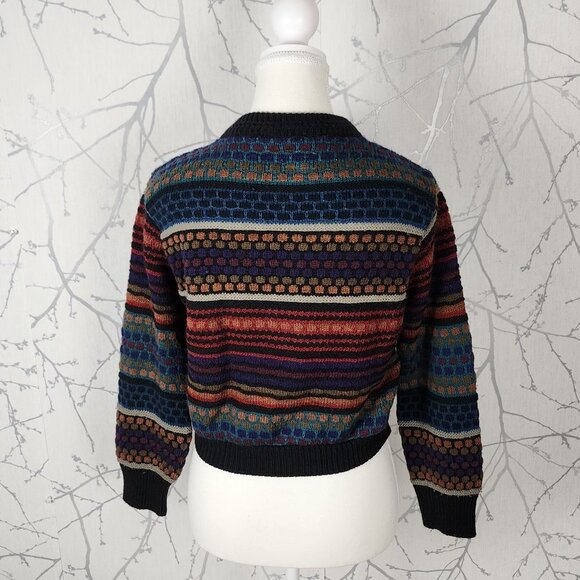 Urban Renewal Aztec Stripe Recycled Wool Full Zip Cropped Sweater - Picture 4 of 7